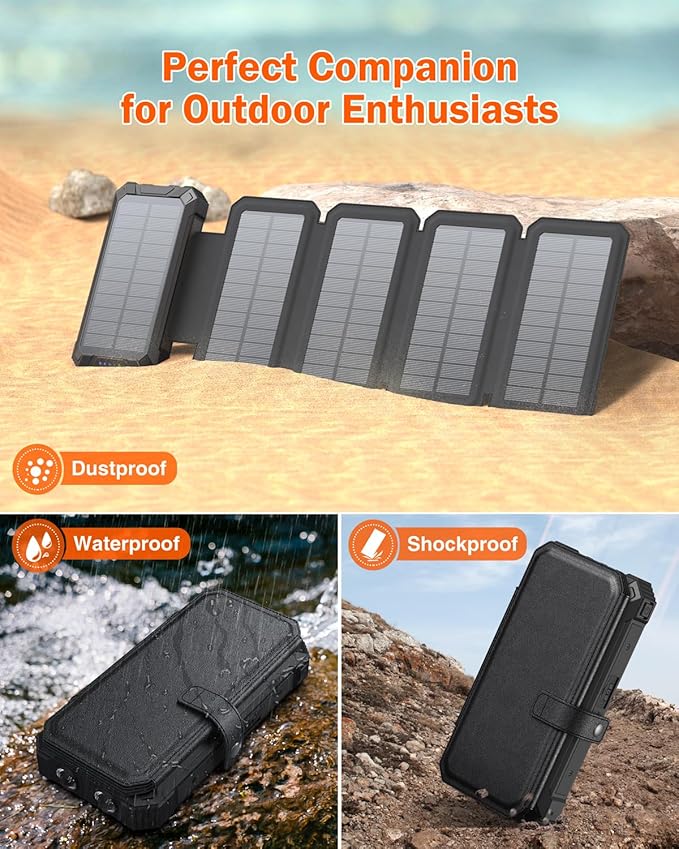 GOODaaa Solar Charger Power Bank, Portable Wireless Charger 36800mAh - Image 7