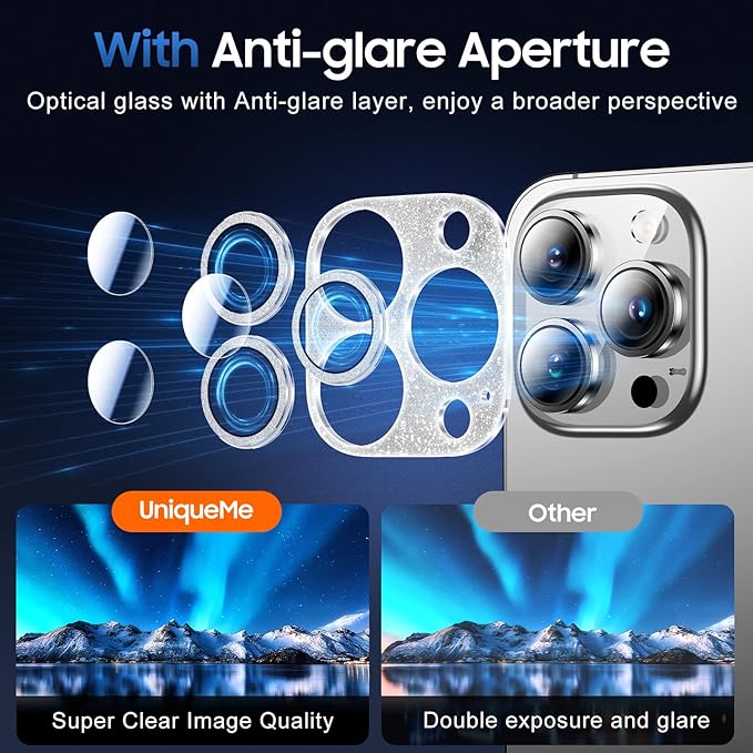 UniqueMe 3 Packs Compatible for iPhone 14 Pro Max/iPhone 14 Pro Camera Lens - Image 3