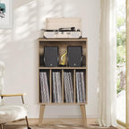 Lerliuo Record Player Stand, Oak Turntable Stand Holds up to 160 Albums - Image 7