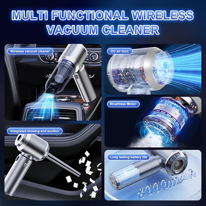 4-in-1 Cordless Handheld Vacuum, Portable Car Vacuum Detailing Kit, Compact Vac - Image 2