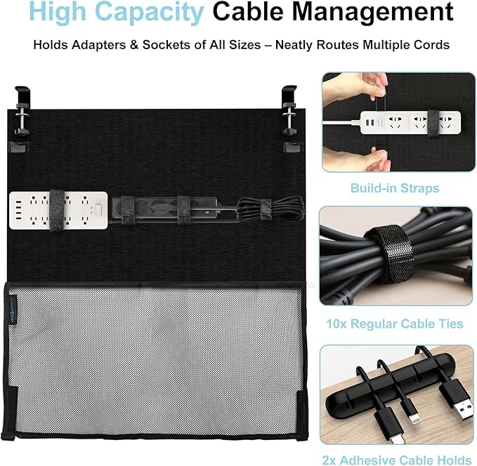 No Drill Under Desk Cable Management and Privacy Panel 2 in 1 | Modesty Panel - Image 4