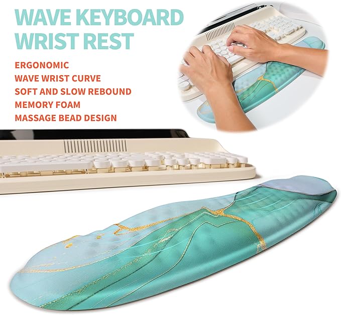 2-in-1 Ergonomic Set, Wave Rise Keyboard Wrist Rest and Massage Bulge Slope - Image 2