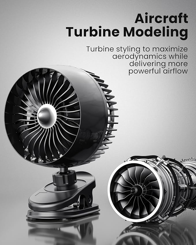 Koonie USB Clip on Fan, Strong Wind Ultra Quiet Small Desk Fan - Image 3
