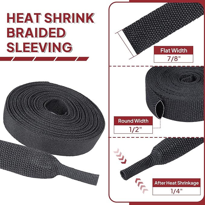 Braided Sleeving 2:1 Shrinkable Fabric Heat Shrink Tubing- Abrasion Protection - Image 2