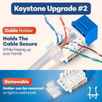 Everest 45° Angled RJ45 Cat6 Keystone Jacks 10-Pack in Blue - Image 4