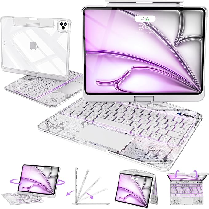 Intermerge Clear Keyboard Case for iPad Air 13" & Pro 12.9" - Image 9