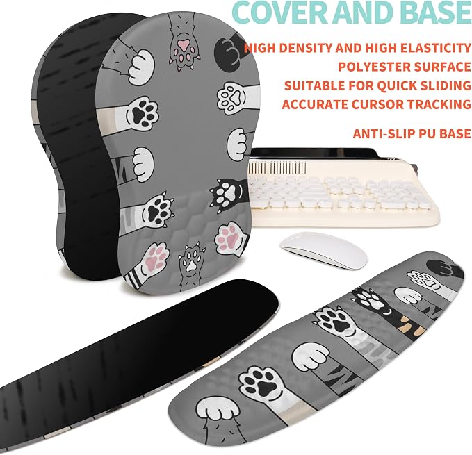 2-in-1 Ergonomic Set, Wave Rise Keyboard Wrist Rest and Massage Bulge Slope - Image 6