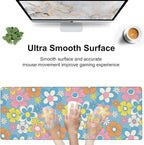 Colorful Retro Flowers Desk Mat, Large Cute Floral Gaming Keyboard Mouse Pad - Image 5