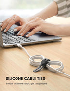 10Pack Silicone Cable Ties Cord Organizer Wrap - Image 2