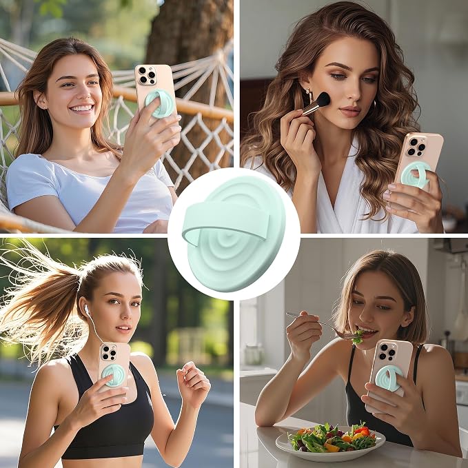 Magnetic Phone Ring Grip Holder, Silicone Finger Loop Grip, Compatible - Image 2