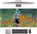 Desk Pad Cute Black Cat Oil Painting Art Floret Desk Mat Office Desk Decor by TENG+DA+QING