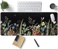 Cute Gaming Black Wild Flowers Desk Mat Mouse Pad Star Moon Floral Mousepad by TENG+DA+QING