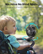 Koonie Portable Clip On Fan, Small USB Fan Battery Operated, 3 Speed - Image 6