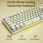 EWEADN TK100 Typewriter Style Wired Mechanical Keyboard, 104 Keys Aesthetic - Image 2