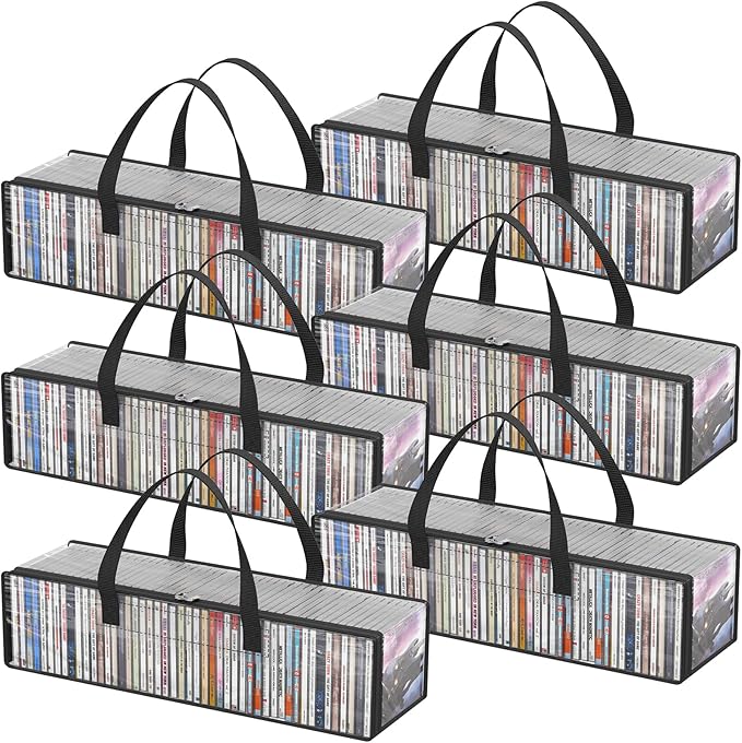 Lifewit CD Storage Bags, Front Window Zipper Design, Stackable Media Organizer by Lifewit