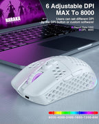 SM600 White Wireless Gaming Mouse, 8000 DPI Tri-Modes BT5.1/Type-C Wired/2.4G - Image 5