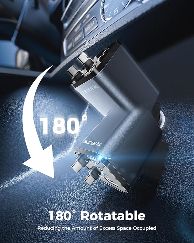 SUPERONE Retractable Car Charger, 6-Port Car Charger USB C, iPhone Car Chargers - Image 8
