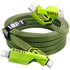 SHEZI 4-in-1 USB C Cable 60W 10FT Fast Charging Flat Nylon Braided Charger Cord by SHEZI