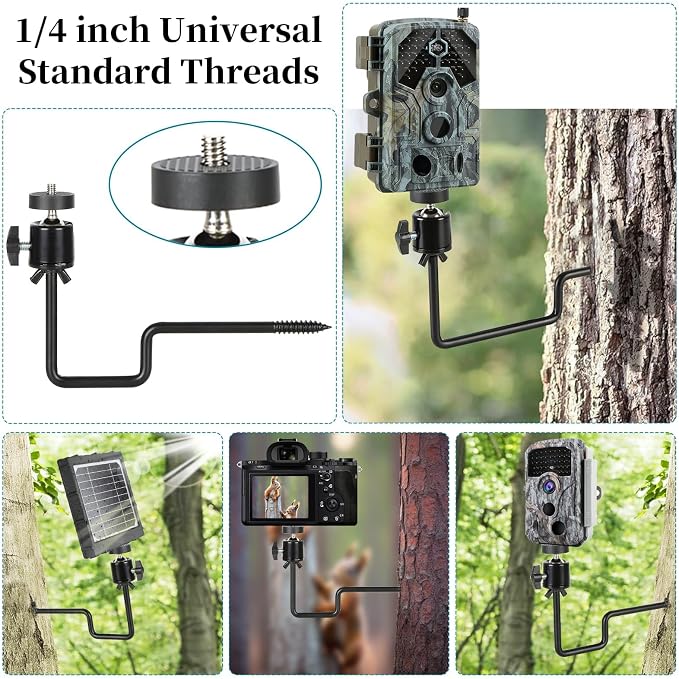 5Pcs Trail Camera Tree Mount, 1/4" x 20 Screw 360° Rotatable Interface Screw - Image 6