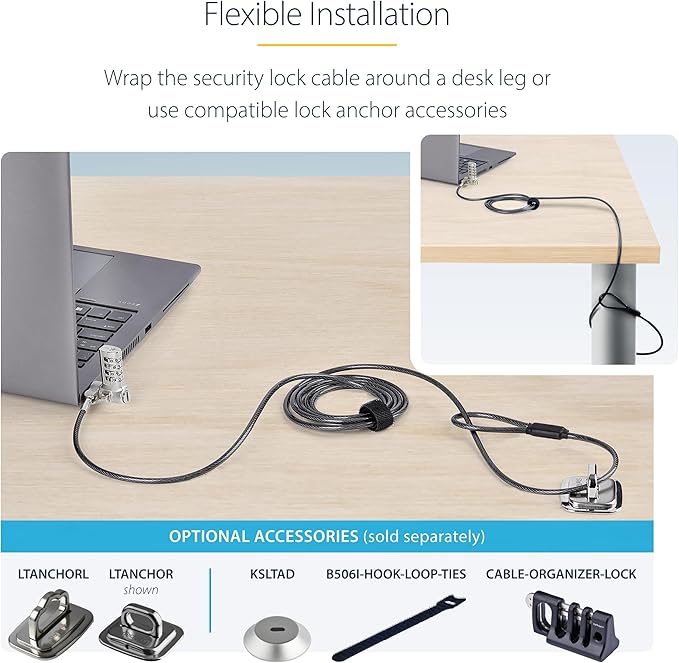 StarTech.com 25-Pack Universal Laptop Lock 6.6ft, Serialized Security Cable - Image 6