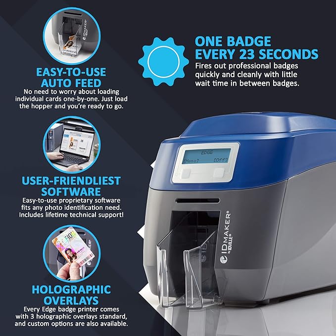 ID Maker Edge 2 Sided Card Printer & Supply Kit - Image 3