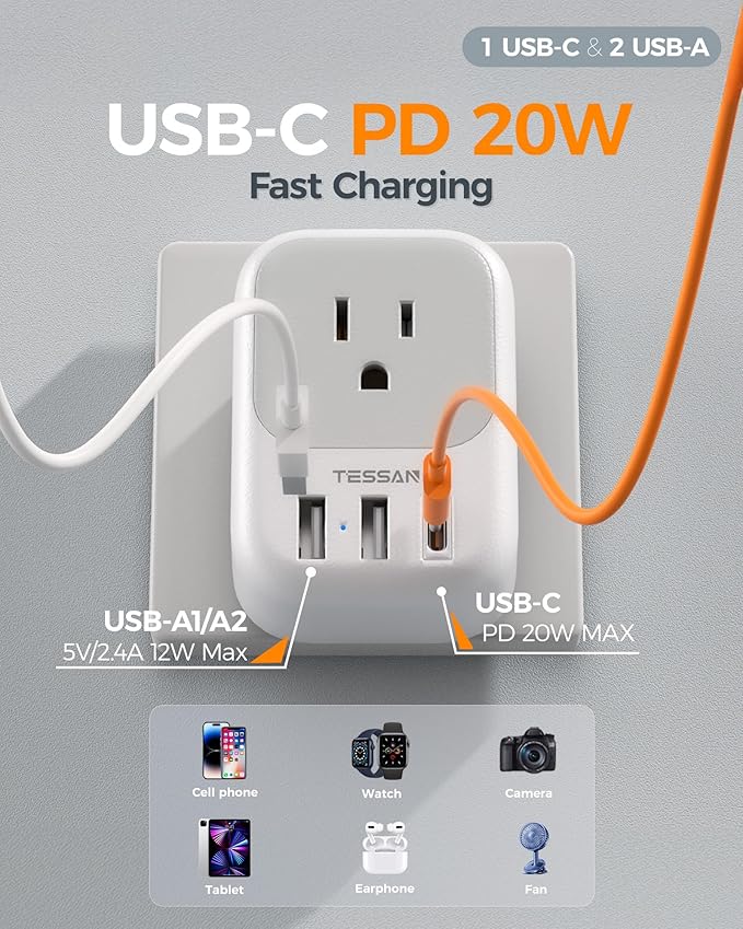 Type M Adapter for South Africa Plug 2 Pack, TESSAN South Africa Power Adapter - Image 4