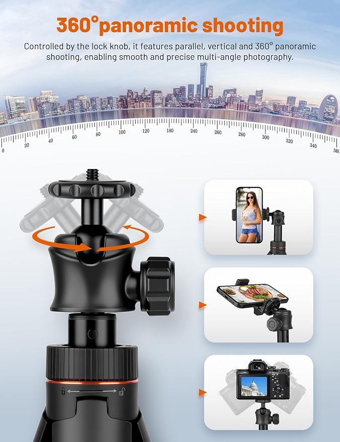 JOILCAN Tripod for iPhone & Camera, Extendable Portable Phone Tripod Stand for - Image 2