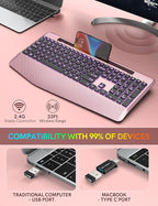 Wireless Keyboard with 7 Colored Backlits Wrist Rest, Phone Holder, - Image 5