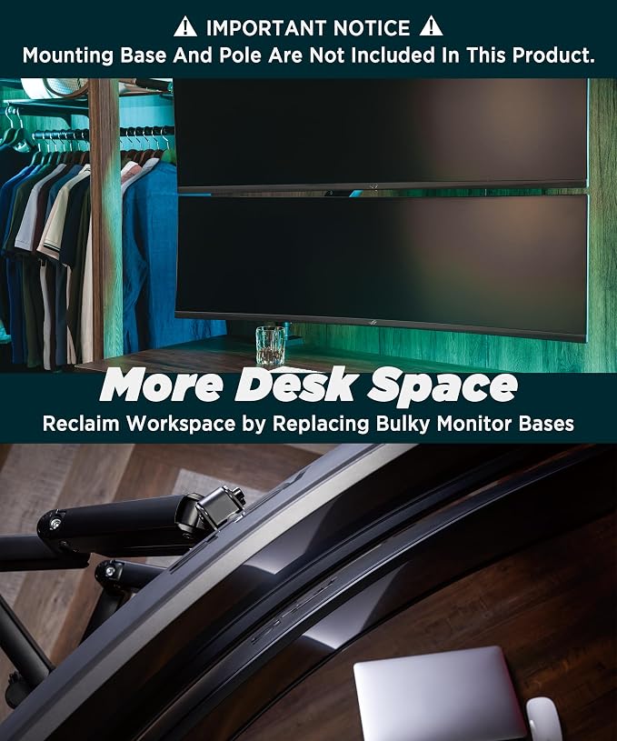 Heavy Duty Extension Arm Dual 49" Vertical Stacked Monitor Mount Height - Image 7