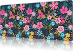 Mouse Pad Large Bright Colorful Flowers Non-Slip Game Desk Mat by NIYLYNSYN