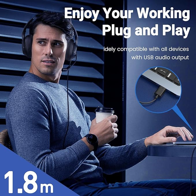 Headset with Microphone for PC, USB Computer Headsets AI-Powered Environmental - Image 6
