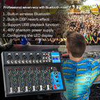 Depusheng HT7 Bluetooth Portable Audio Mixer w/USB DJ Sound Mixing Console MP3 - Image 7