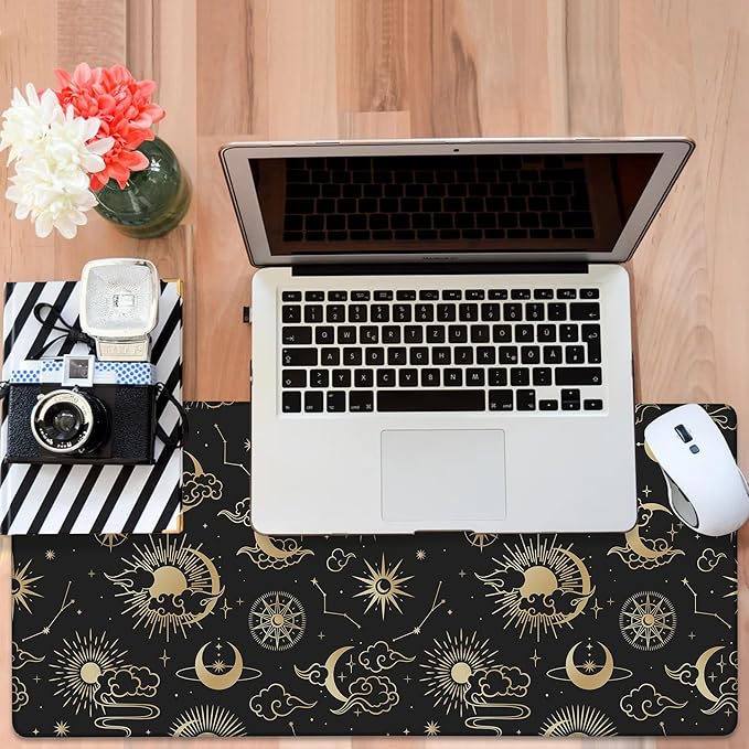 Gaming Desk Pad Large Extra Length Clouds, Moon and Sun Mouse Pad Keyboard - Image 6