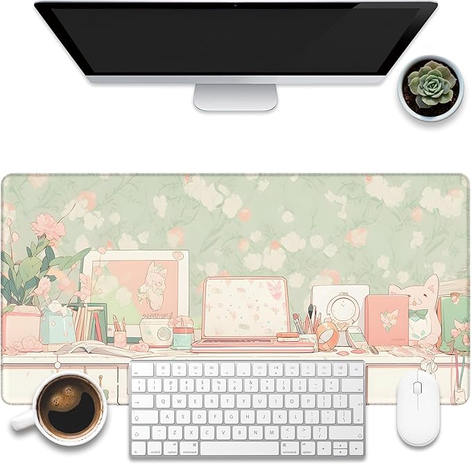 Desk Pad, Kawaii Anime Style Desk Mat, 31.5"x15.7" Extended Big Computer by KOAIWPAE