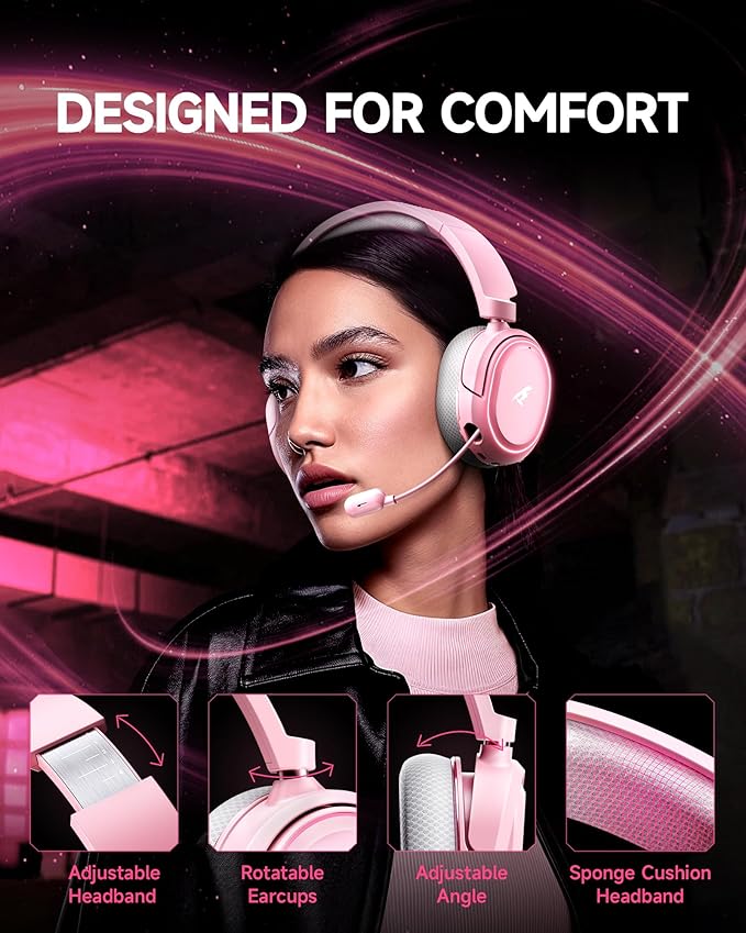 Wireless Gaming Headset, 7.1 Surround Sound, 2.4GHz USB Gaming Headphones - Image 6