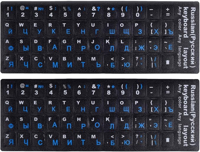 2PCS Russian Keyboard Stickers, Cyrillic Keyboard Letters Replacement Sticker by CaseBuy