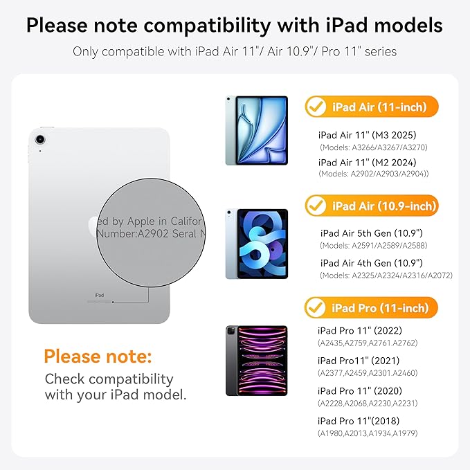 HOU iPad Air 11 Case with Keyboard Detachable Rotatable Magnetic Full - Image 2