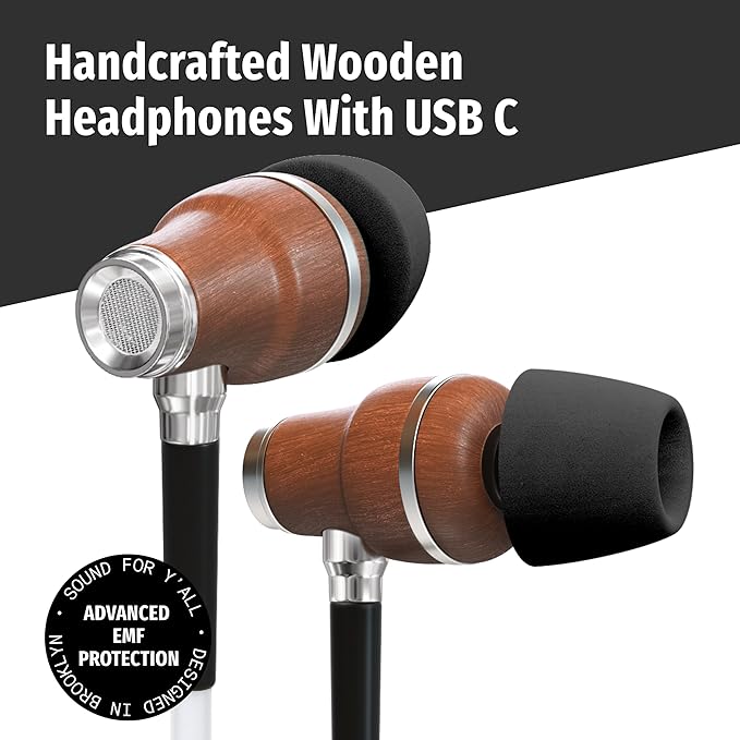 Symphonized Premium Wooden Airtube Headphones EMF Earbuds, 3D Sound, Microphone - Image 2