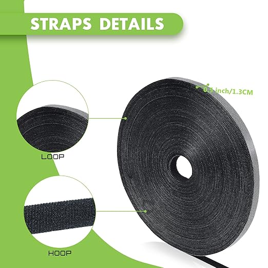 WILLBOND 1/2 Inch x 90ft Fastening Tape Cable Ties Reusable Fastening Nylon - Image 6