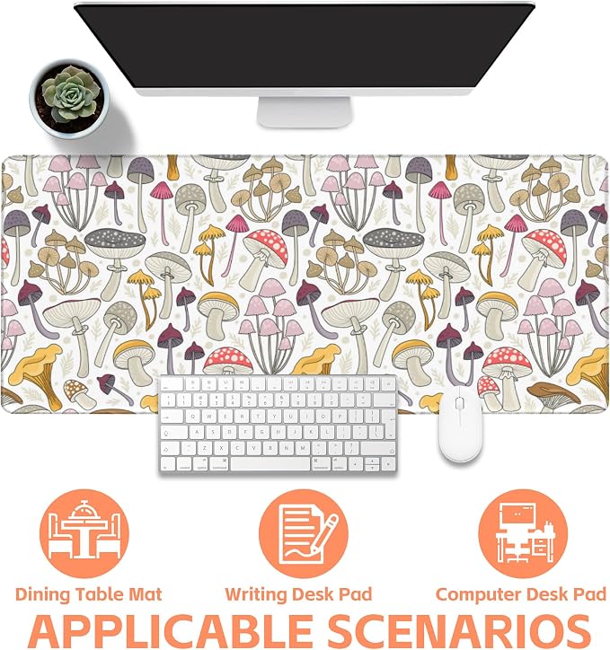 Mouse Pad Large Colorful Mushrooms Non-Slip Gaming Desk Mat - Image 4