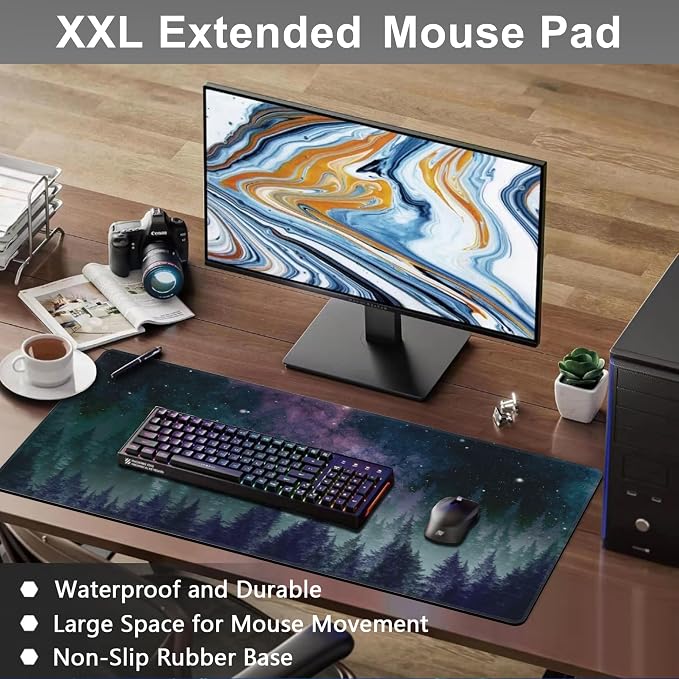 Mouse Pad, Large Galaxy Space Forest Desk Mat, Extended Non-Slip Gaming - Image 6
