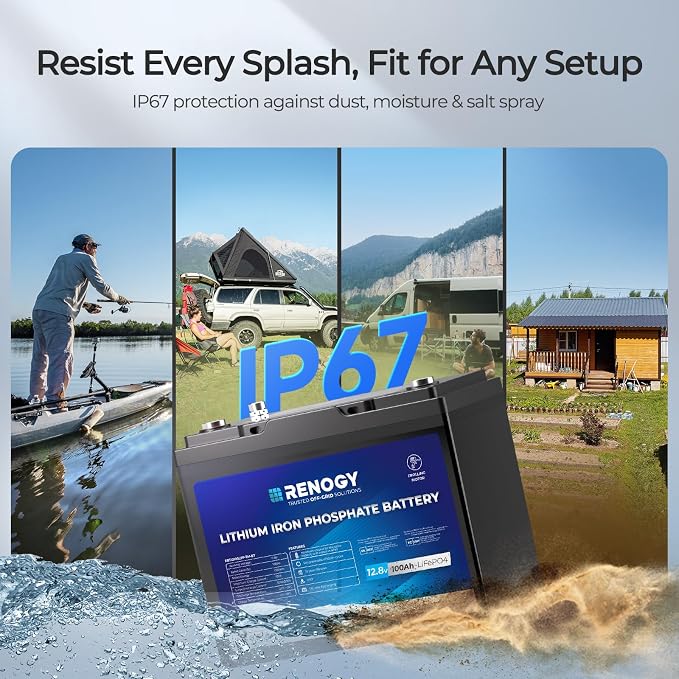 Renogy 12V 100Ah Trolling Motor LiFePO4 Lithium Battery, IP67 Waterproof - Image 2