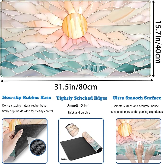 Desk Mat Gaming Desk Pad Large Mouse and Keyboard Pad, Abstract Serene Ocean - Image 4