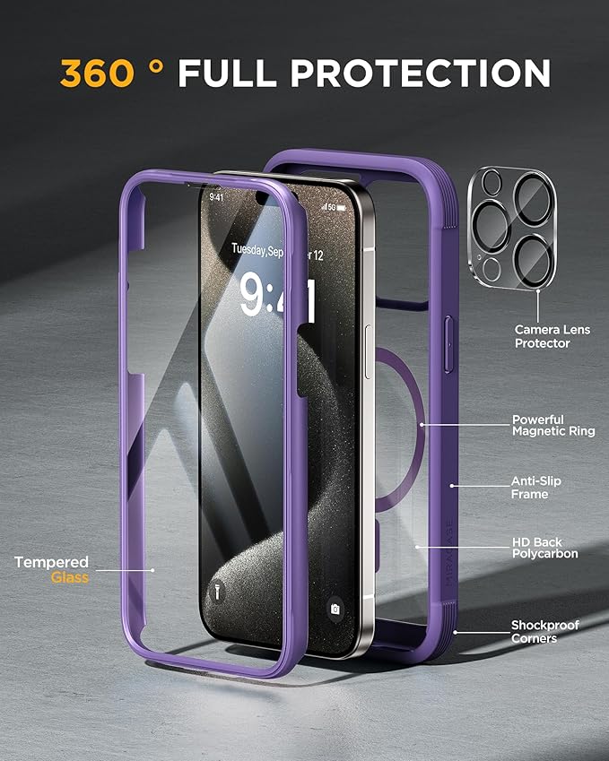 Miracase Magnetic for iPhone 15 Pro Max Case 6.7'' Full-Body Drop Proof Phone - Image 3