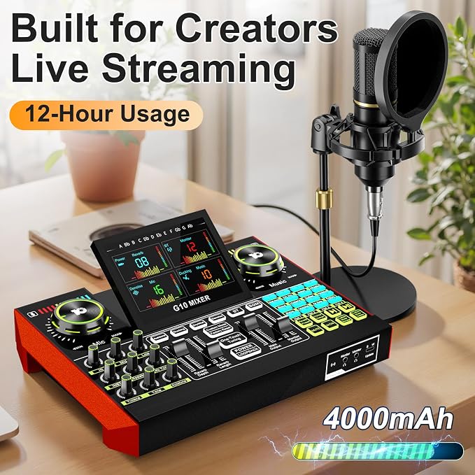 Podcast microphone bundle, live sound card, streaming audio mixer, podcast - Image 7