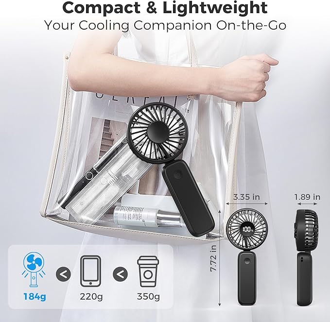 Portable Handheld Fan, 5000mAh Rechargeable Battery, Max 15H Cooling, 4 Speeds - Image 6