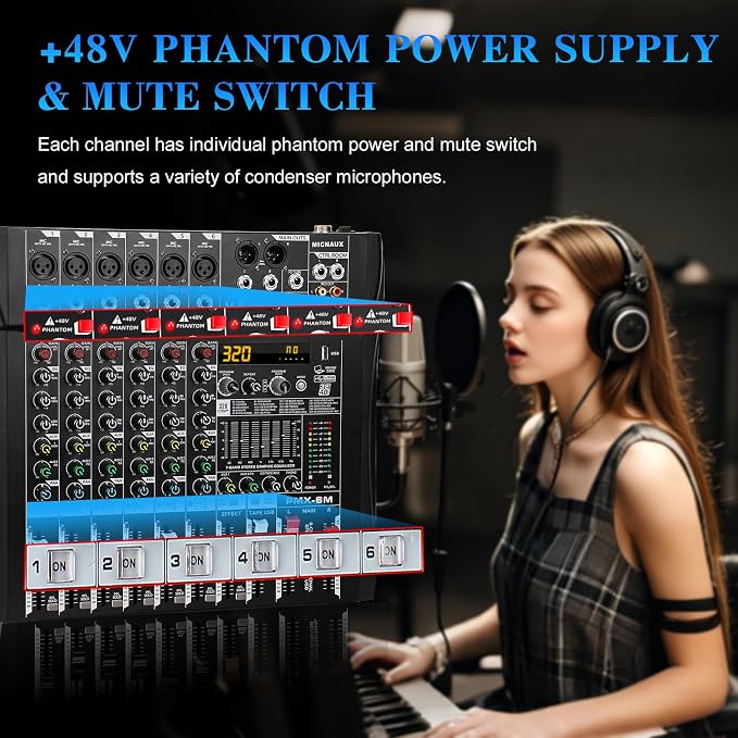Audio Mixer 6 Channel Professional Mixer Console - Image 5