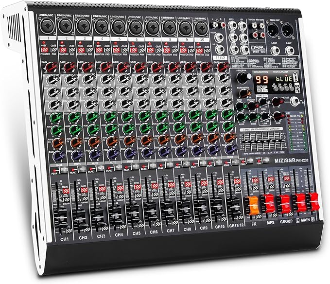 12 Channel Audio Mixer Professional Sound Mixing Board by MIZISNR