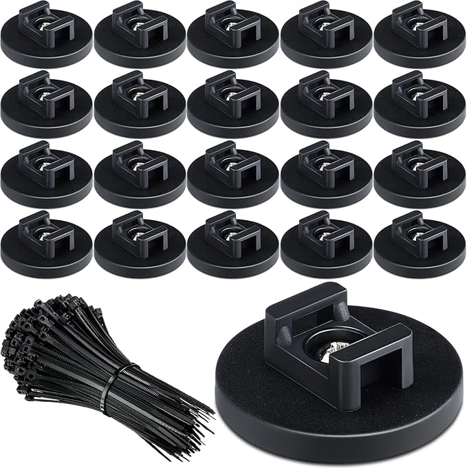 Yookeer 120 Pieces Magnetic Zip Tie Mount Multipurpose Cable Holder Magnets by Yookeer