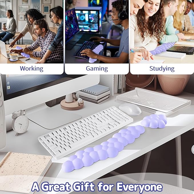 Cloud Wrist Rest for Keyboard and Mouse, Memory Foam PU Leather Keyboard Wrist - Image 6